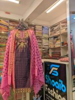 Embroidery and digital print three piece